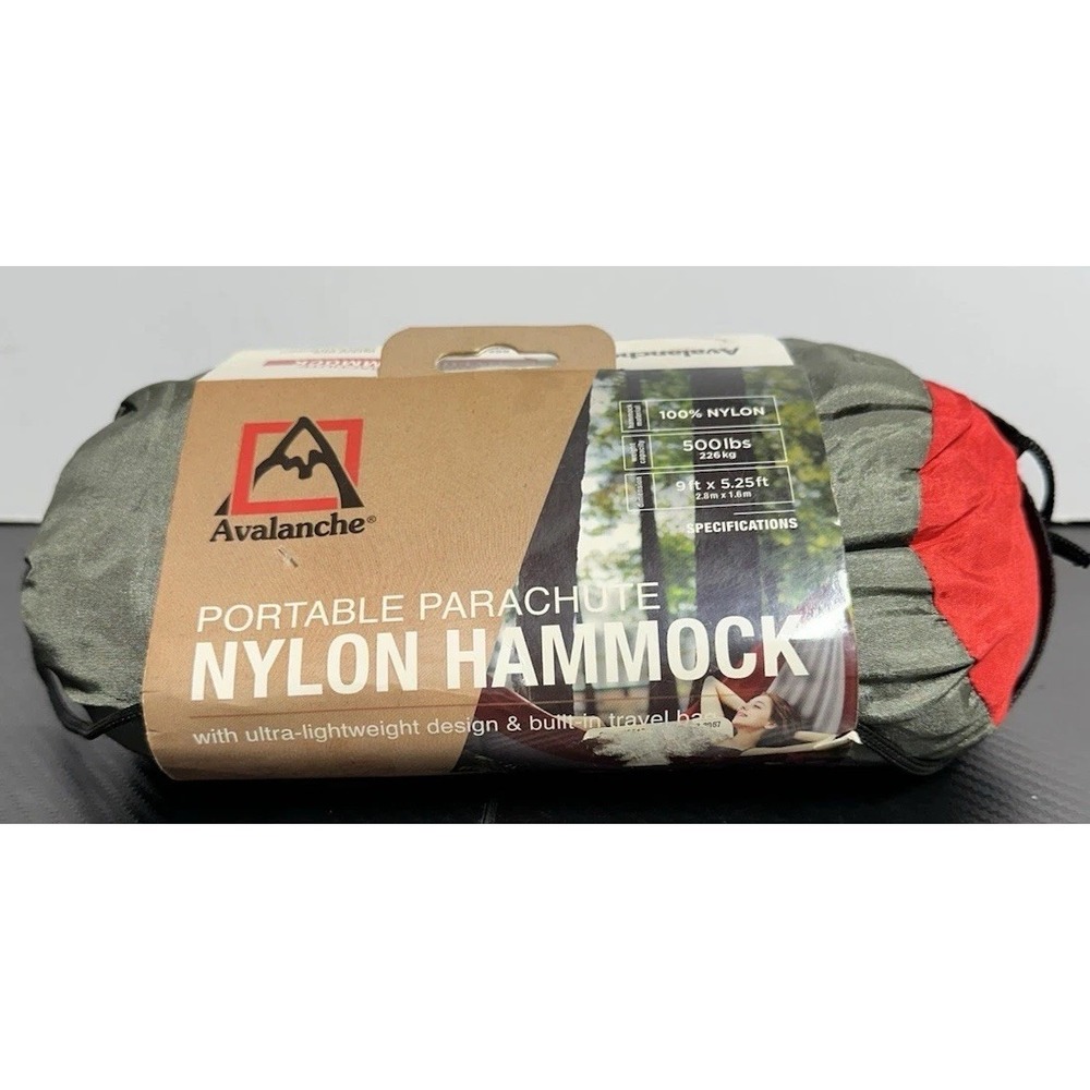 Avalanche Red Gray Portable Parachute Nylon Hammock Ultra Light Weight Camping